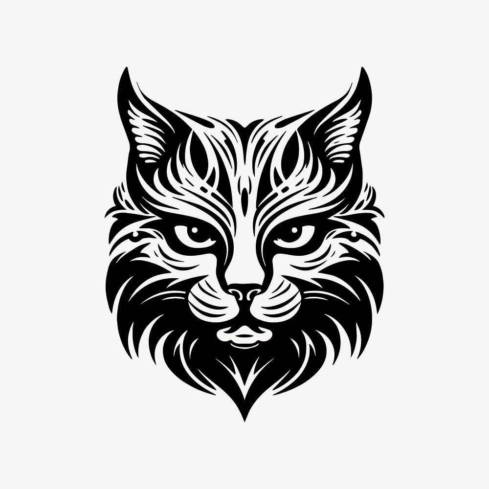 Cat flat old school illustration vector. AI generated Image by rawpixel.