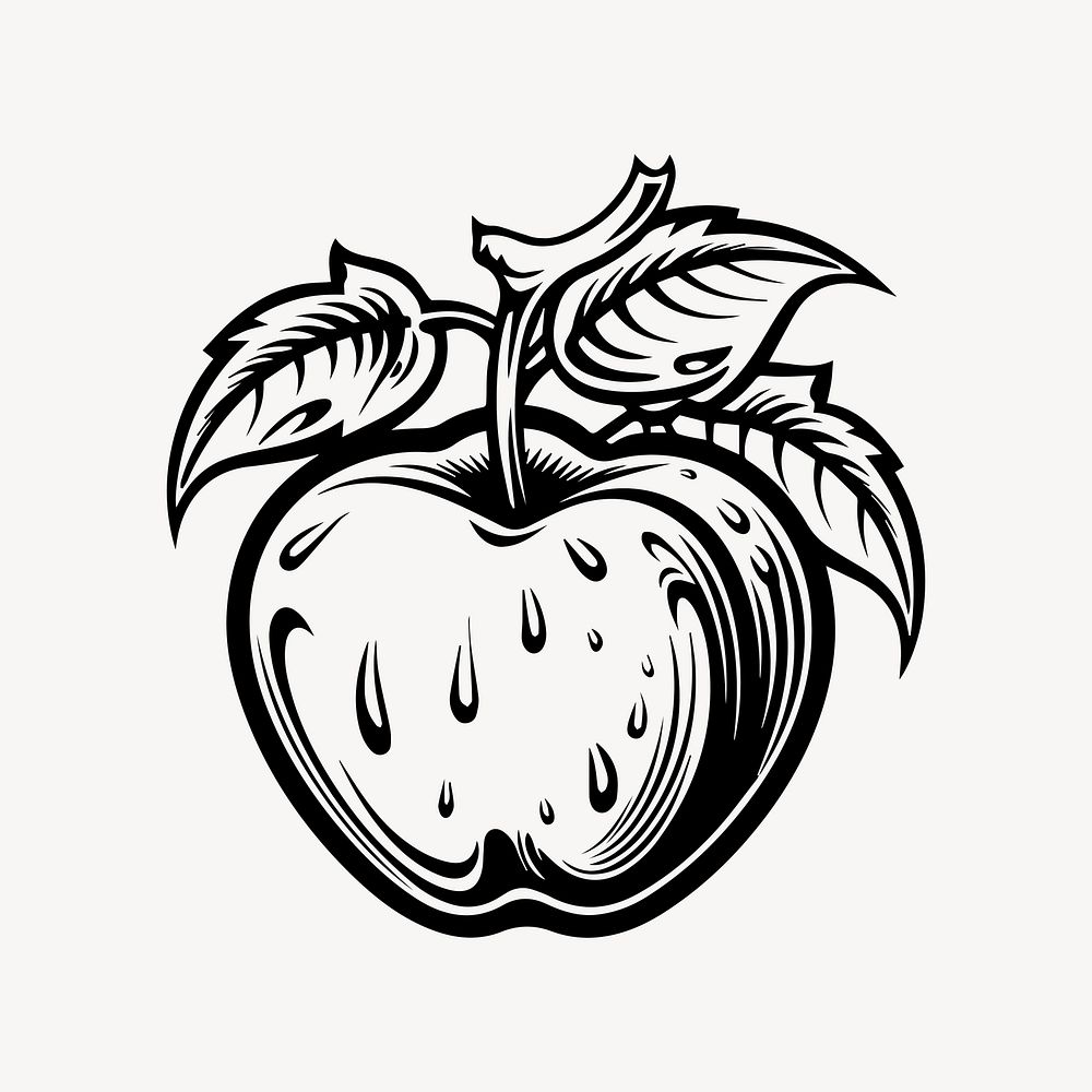 Apple flat old school illustration. AI generated Image by rawpixel.