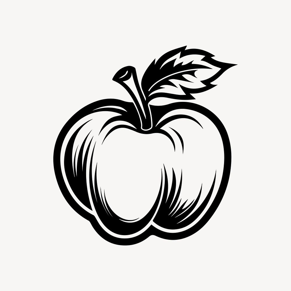 Apple flat old school illustration vector. AI generated Image by rawpixel.