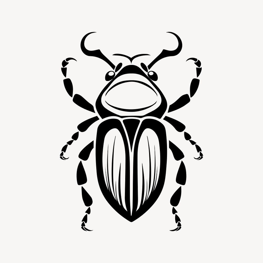 Beetle flat old school illustration vector. AI generated Image by rawpixel.