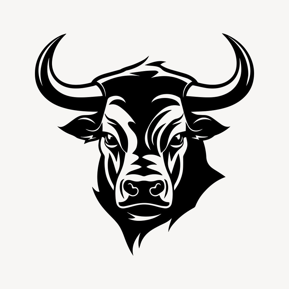 Bull flat old school illustration vector. AI generated Image by rawpixel.