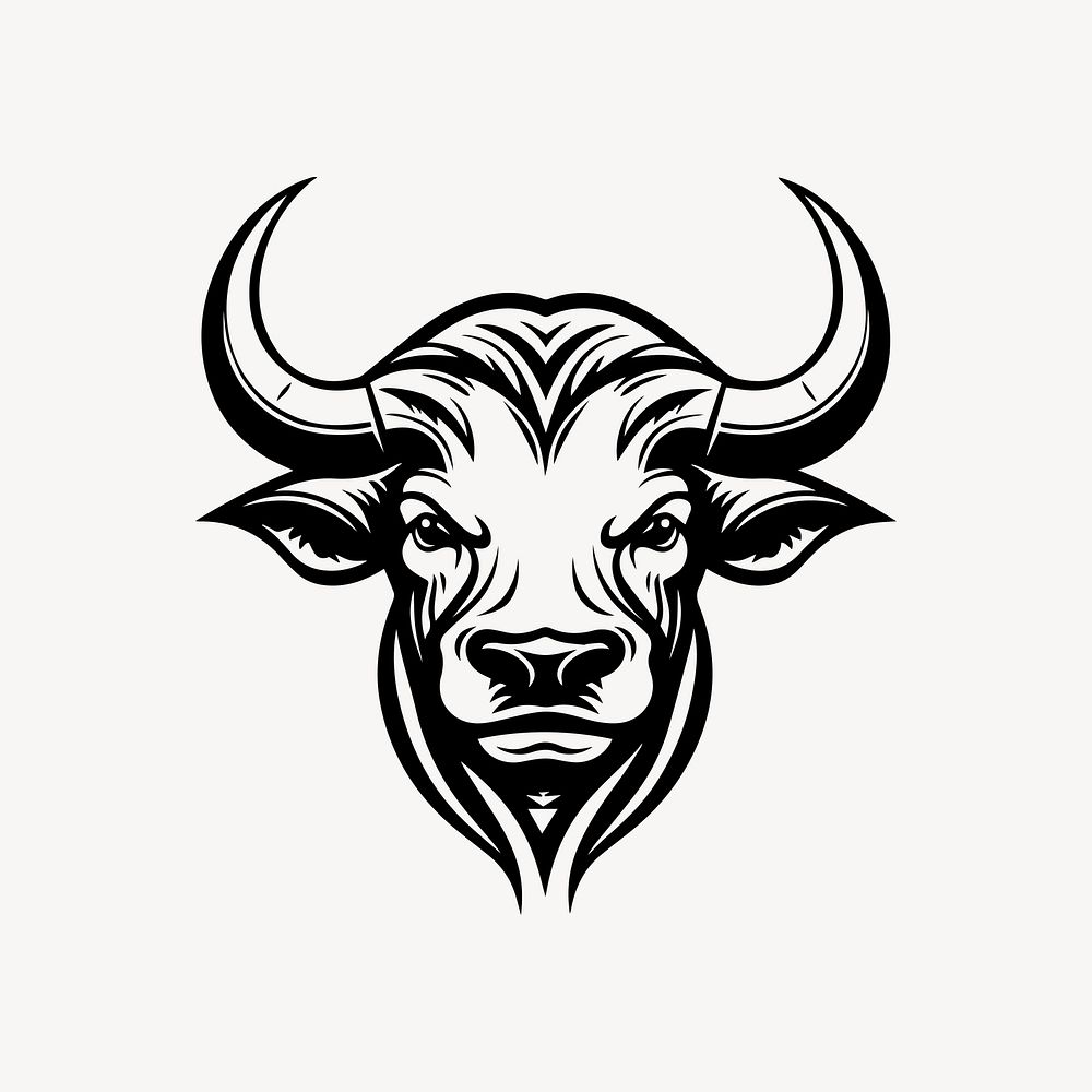 Bull flat old school illustration vector. AI generated Image by rawpixel.