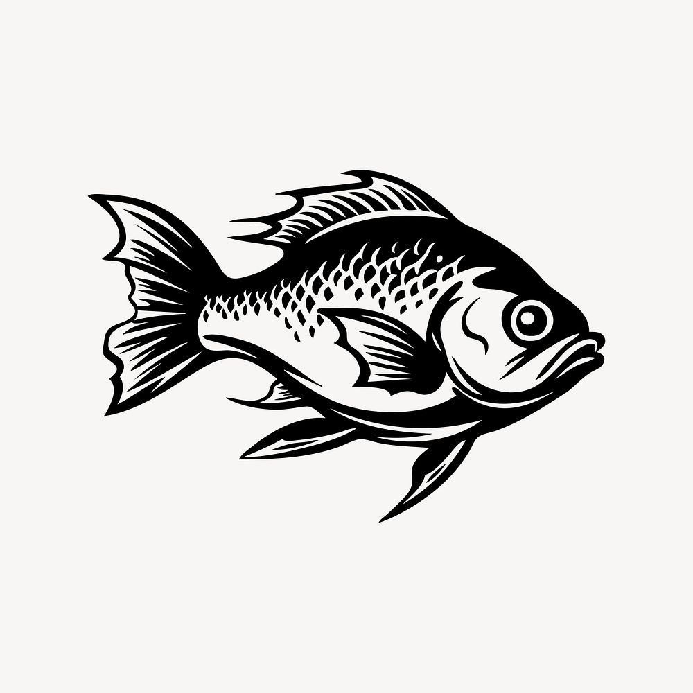 Fish flat old school illustration vector. AI generated Image by rawpixel.
