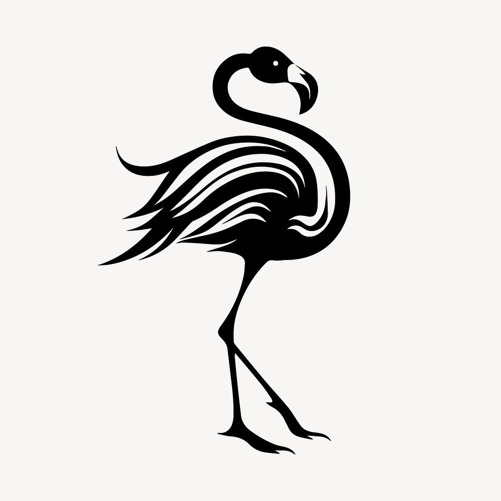 Flamingo flat old school illustration vector. AI generated Image by rawpixel.