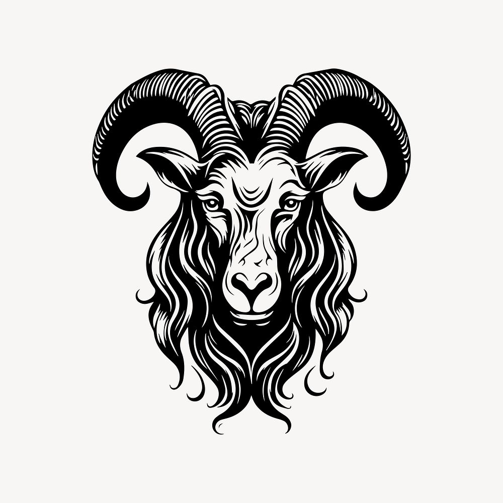 Goat flat old school illustration vector. AI generated Image by rawpixel.