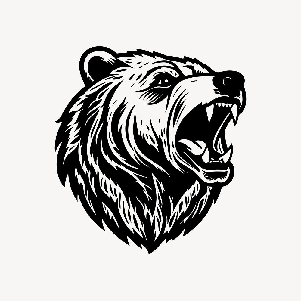 Grizzly bear flat old school illustration. AI generated Image by rawpixel.
