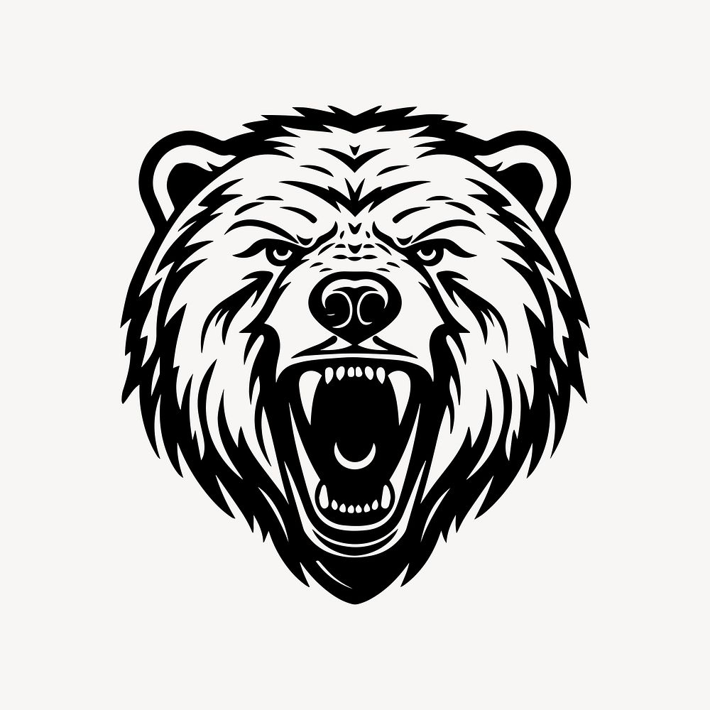 Grizzly bear flat old school illustration vector. AI generated Image by rawpixel.