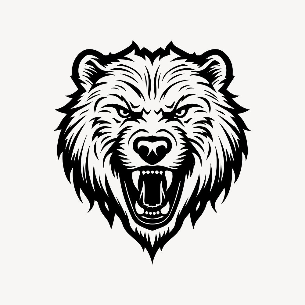 Grizzly bear flat old school illustration. AI generated Image by rawpixel.