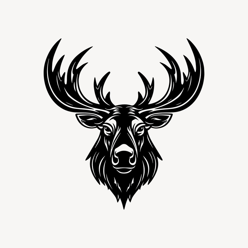 Moose flat old school illustration vector. AI generated Image by rawpixel.