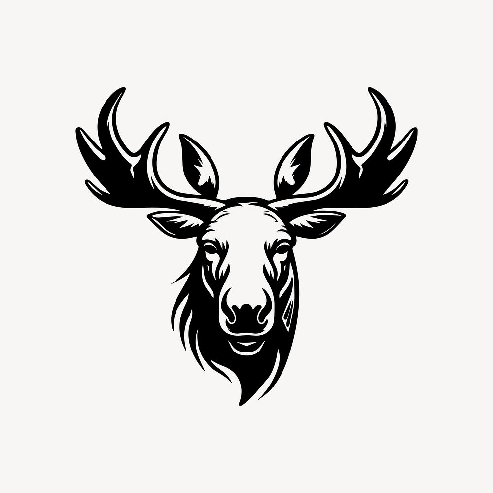 Moose flat old school illustration vector. AI generated Image by rawpixel.