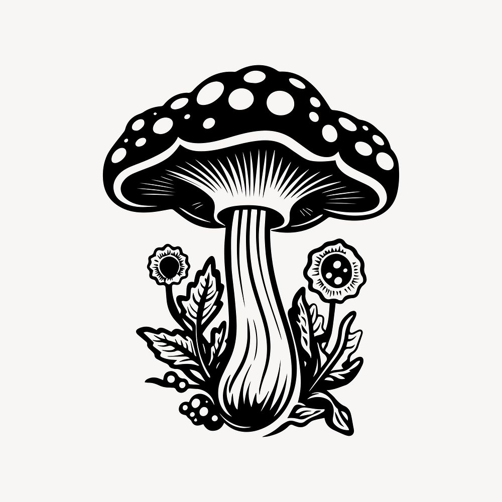 Mushroom flat old school illustration vector. AI generated Image by rawpixel.