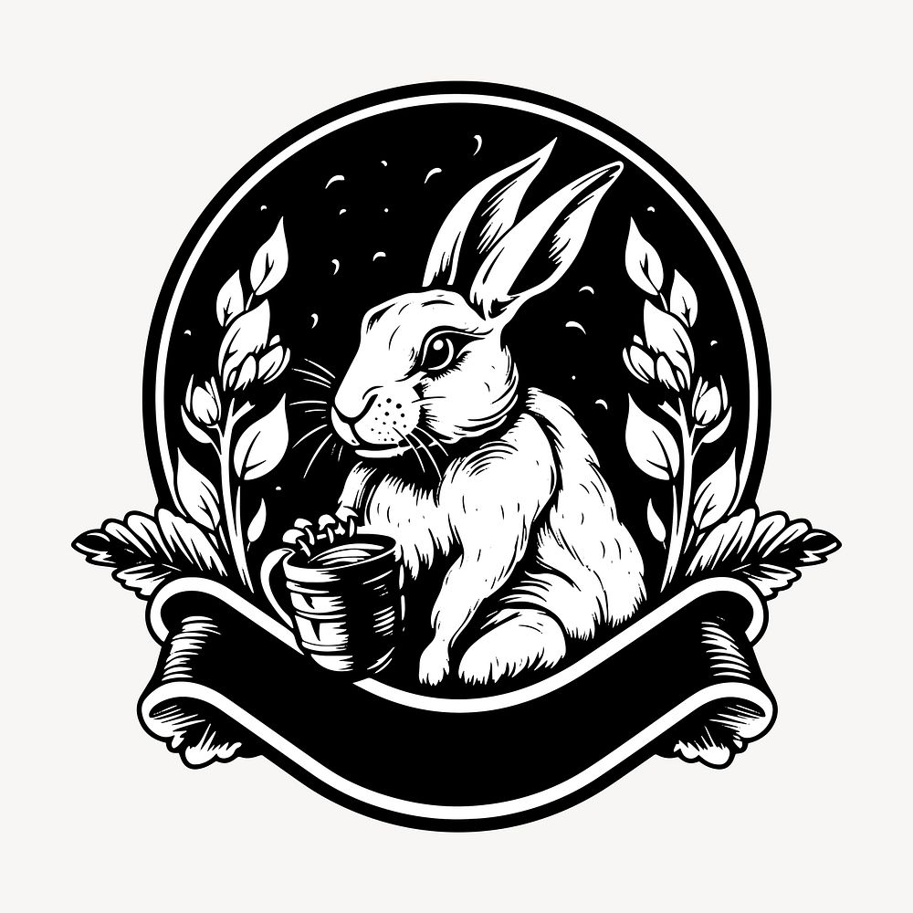 Rabbit logo wildlife cartoon. AI generated Image by rawpixel.