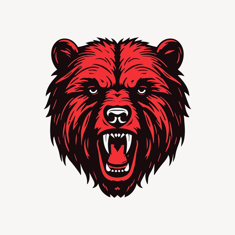 Bear mammal logo red. AI generated Image by rawpixel.