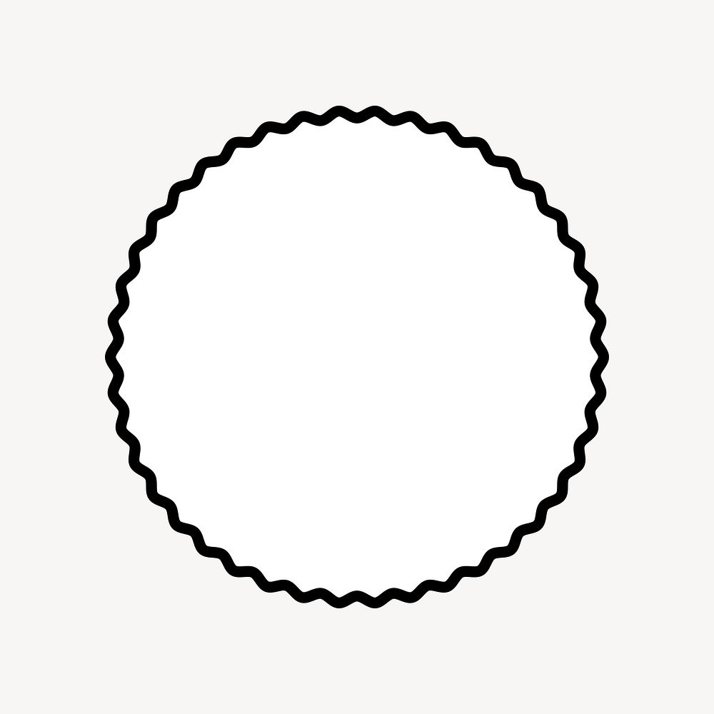 Starburst round badge isolated on off-white background