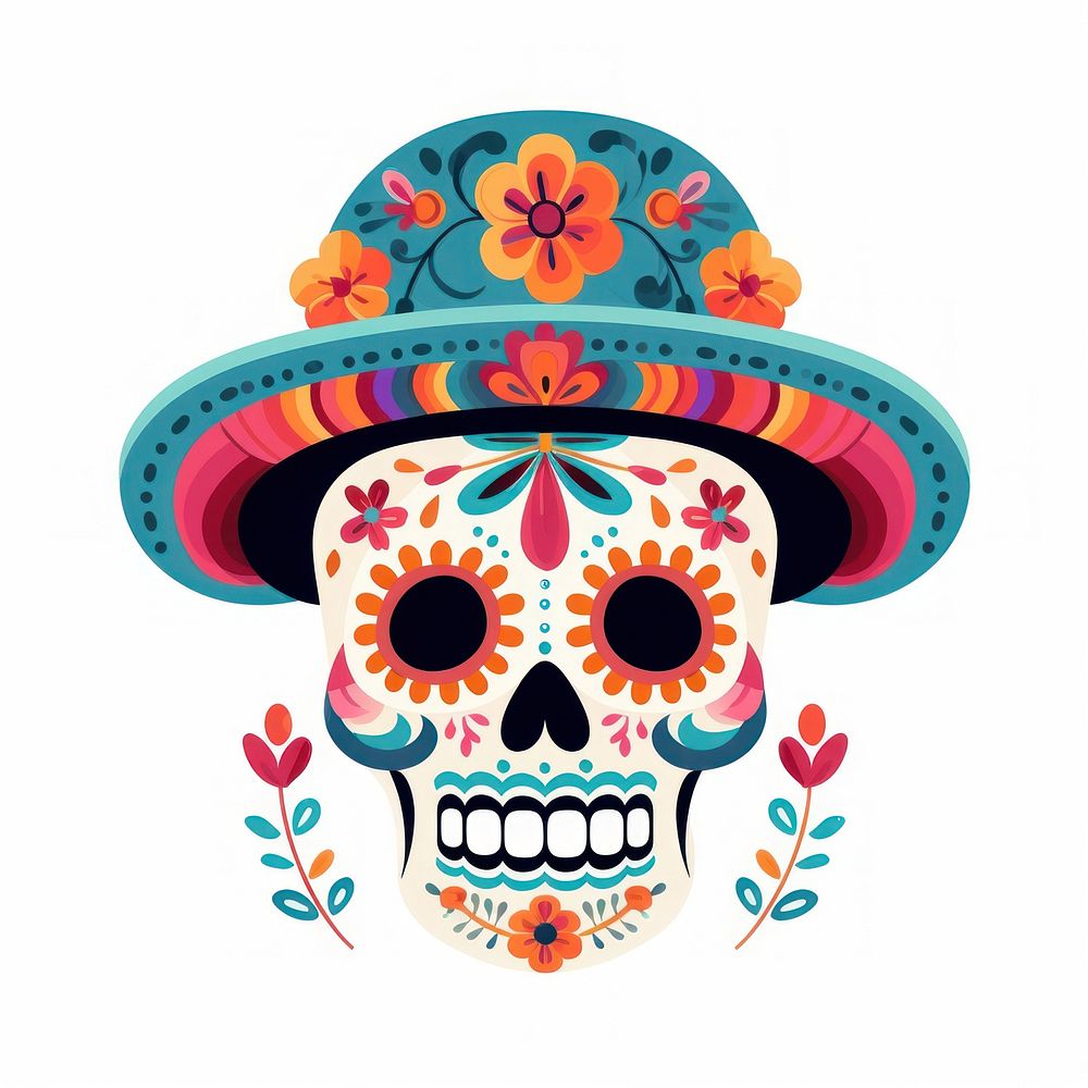 Skull sombrero pattern art. AI generated Image by rawpixel.
