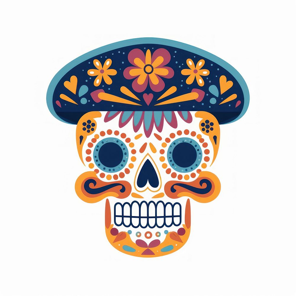 Skull art celebration illustrated. AI generated Image by rawpixel.