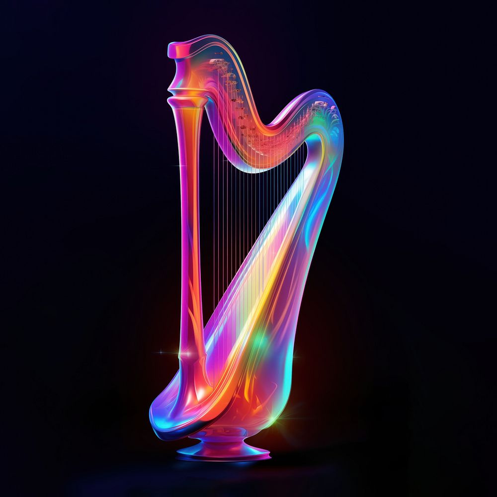 Harp harp illuminated performance. AI generated Image by rawpixel.