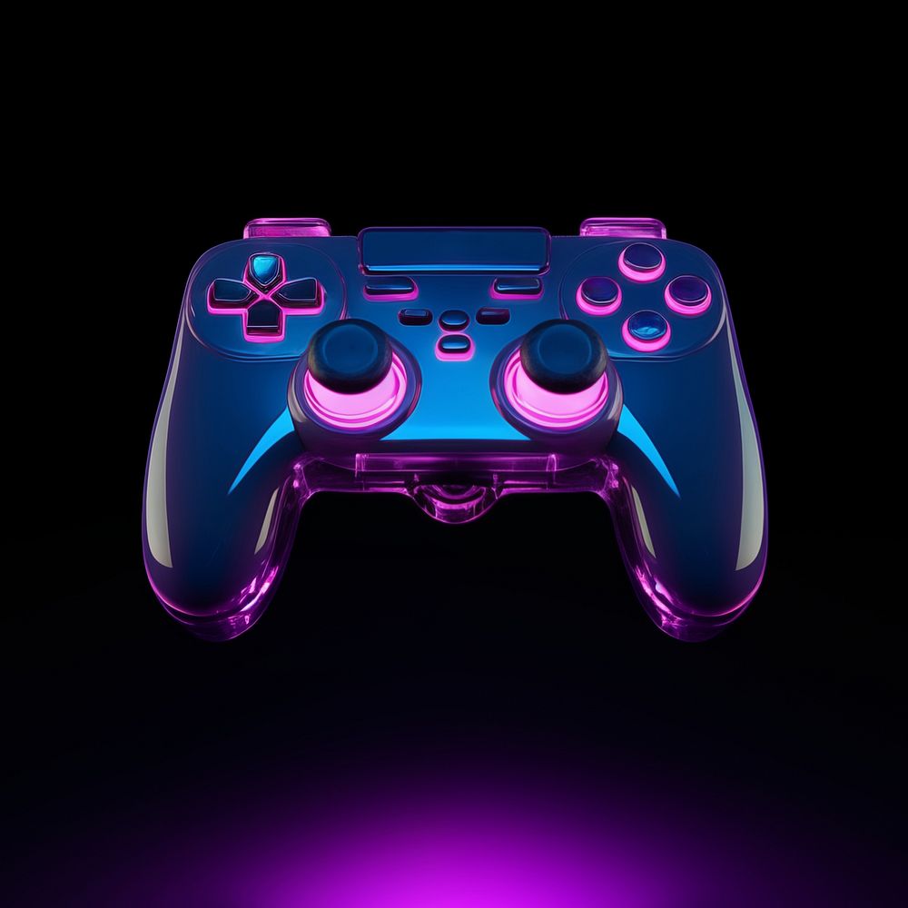 Joystick violet light illuminated. AI generated Image by rawpixel.