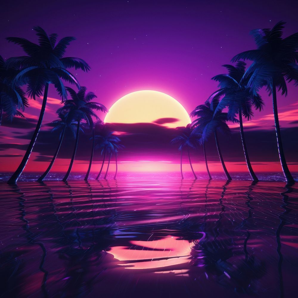 Neon sunset backgrounds outdoors nature summer. AI generated Image by rawpixel.