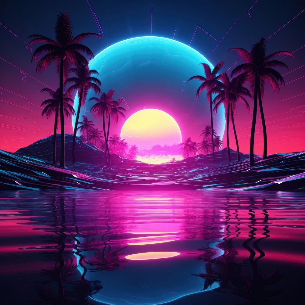 Neon sunset backgrounds outdoors nature purple. AI generated Image by rawpixel.