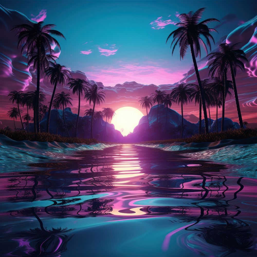 Neon sunset backgrounds landscape outdoors nature. AI generated Image by rawpixel.
