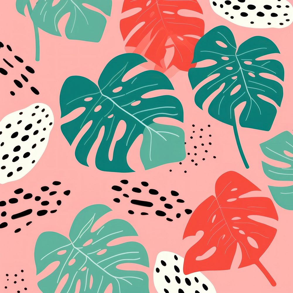 Leaf monstera plant pattern art backgrounds. AI generated Image by rawpixel.