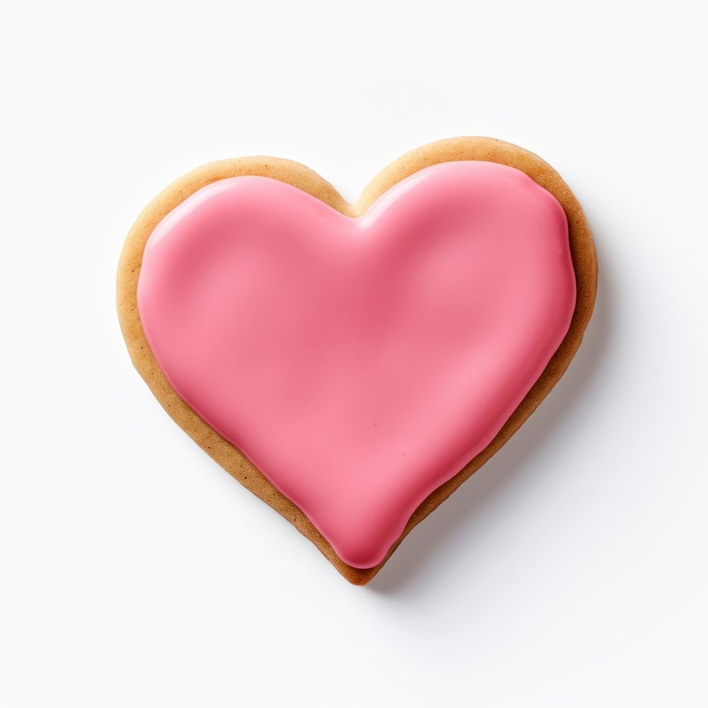 Pink heart cookie dessert icing food. AI generated Image by rawpixel.