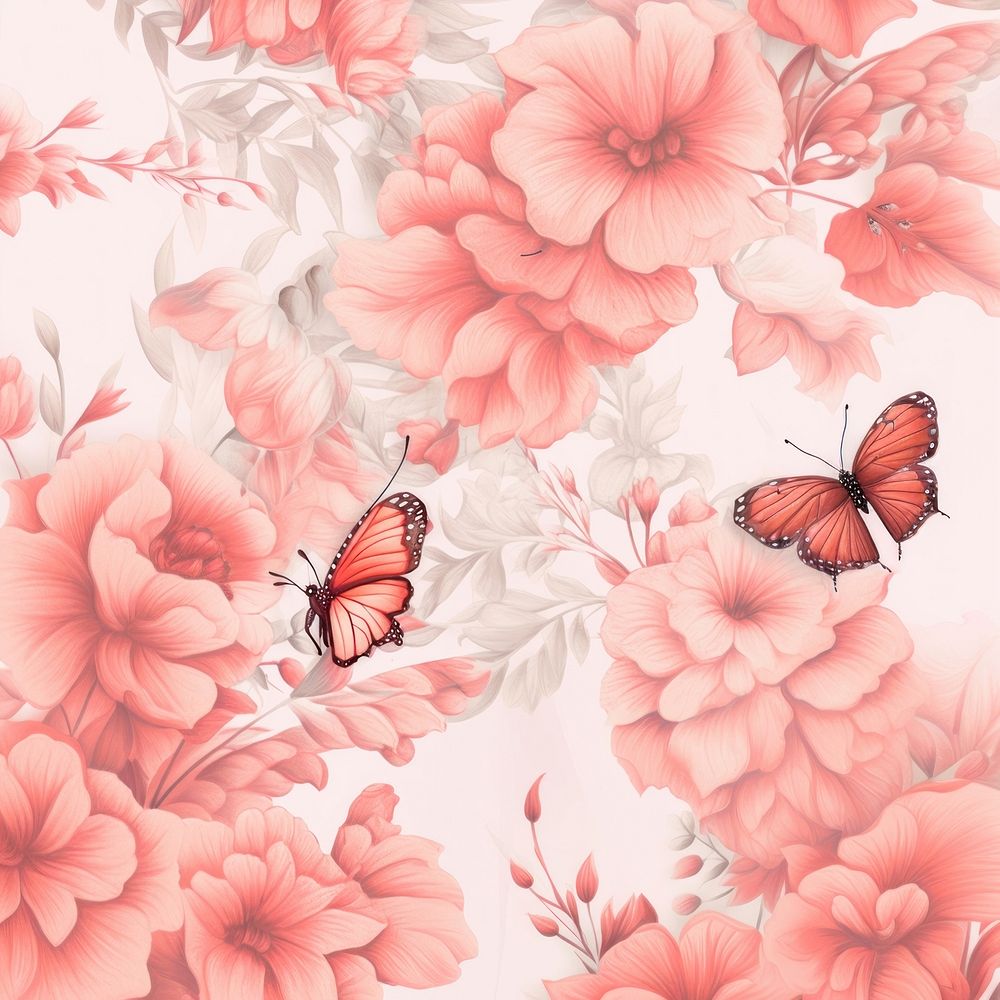 Butterfly flower backgrounds pattern. AI generated Image by rawpixel.