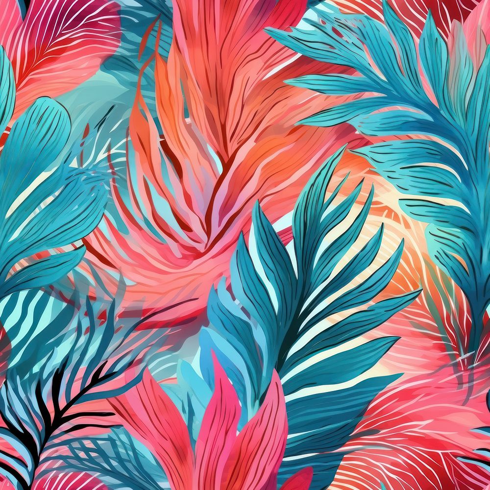 Tropical tropics pattern red. AI generated Image by rawpixel.