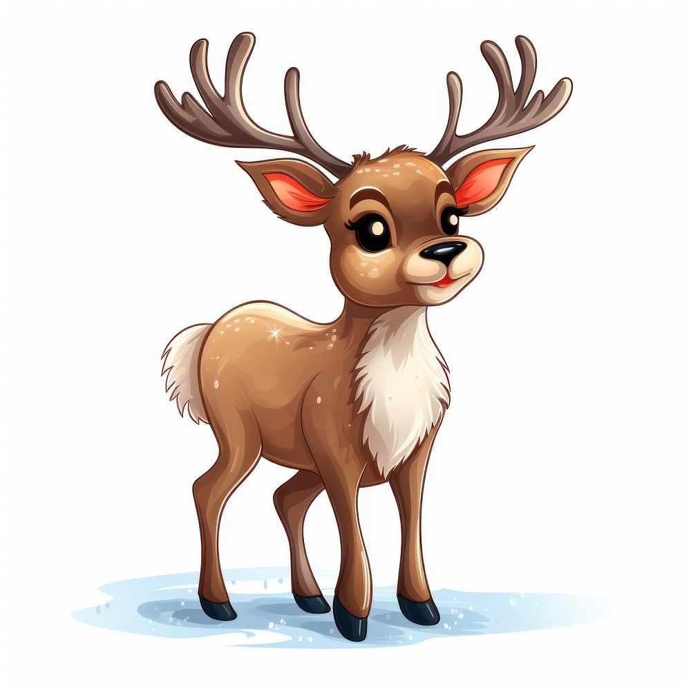 Christmas reindeer cartoon animal mammal. AI generated Image by rawpixel.