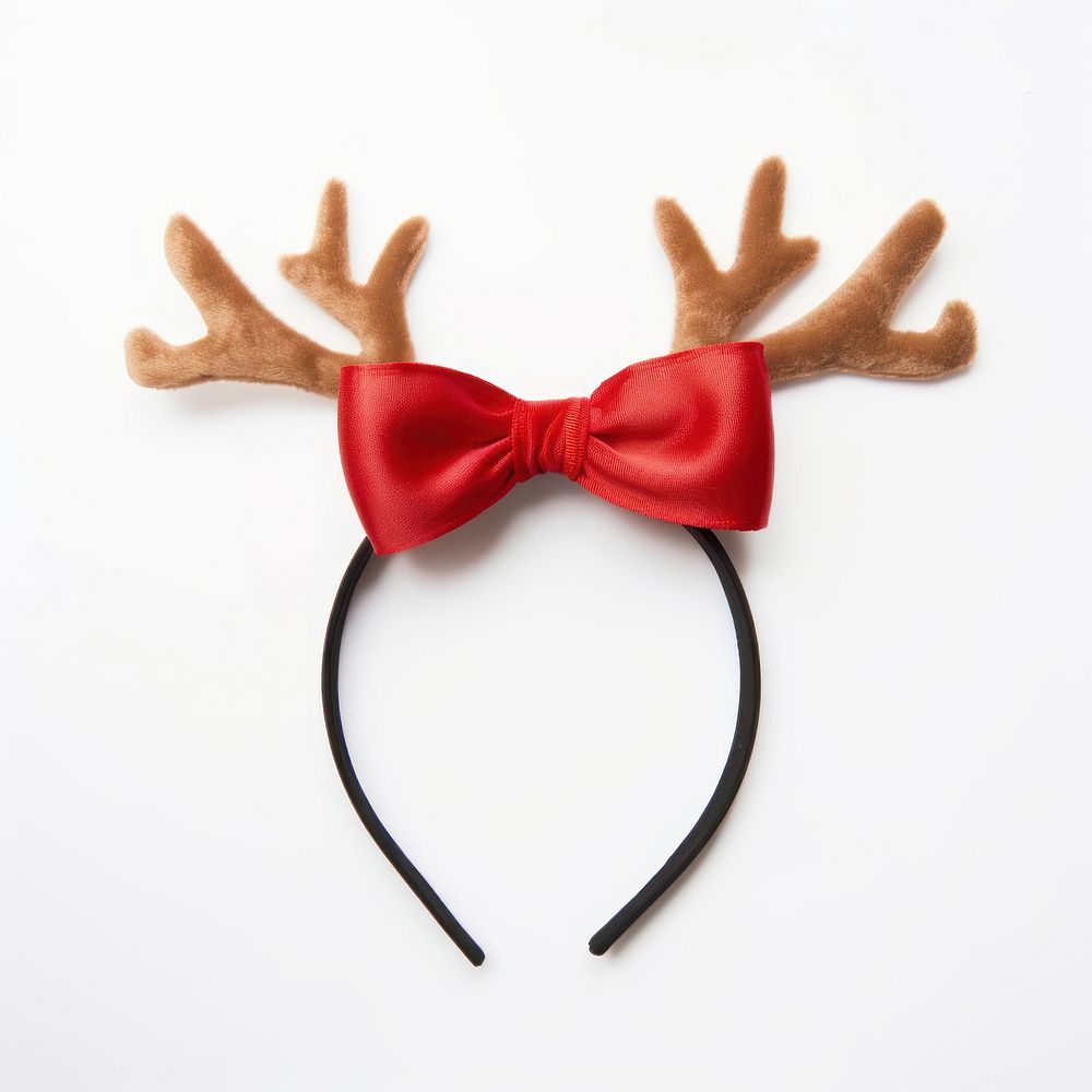 Christmas reindeer antler headwear bow red white background. AI generated Image by rawpixel.