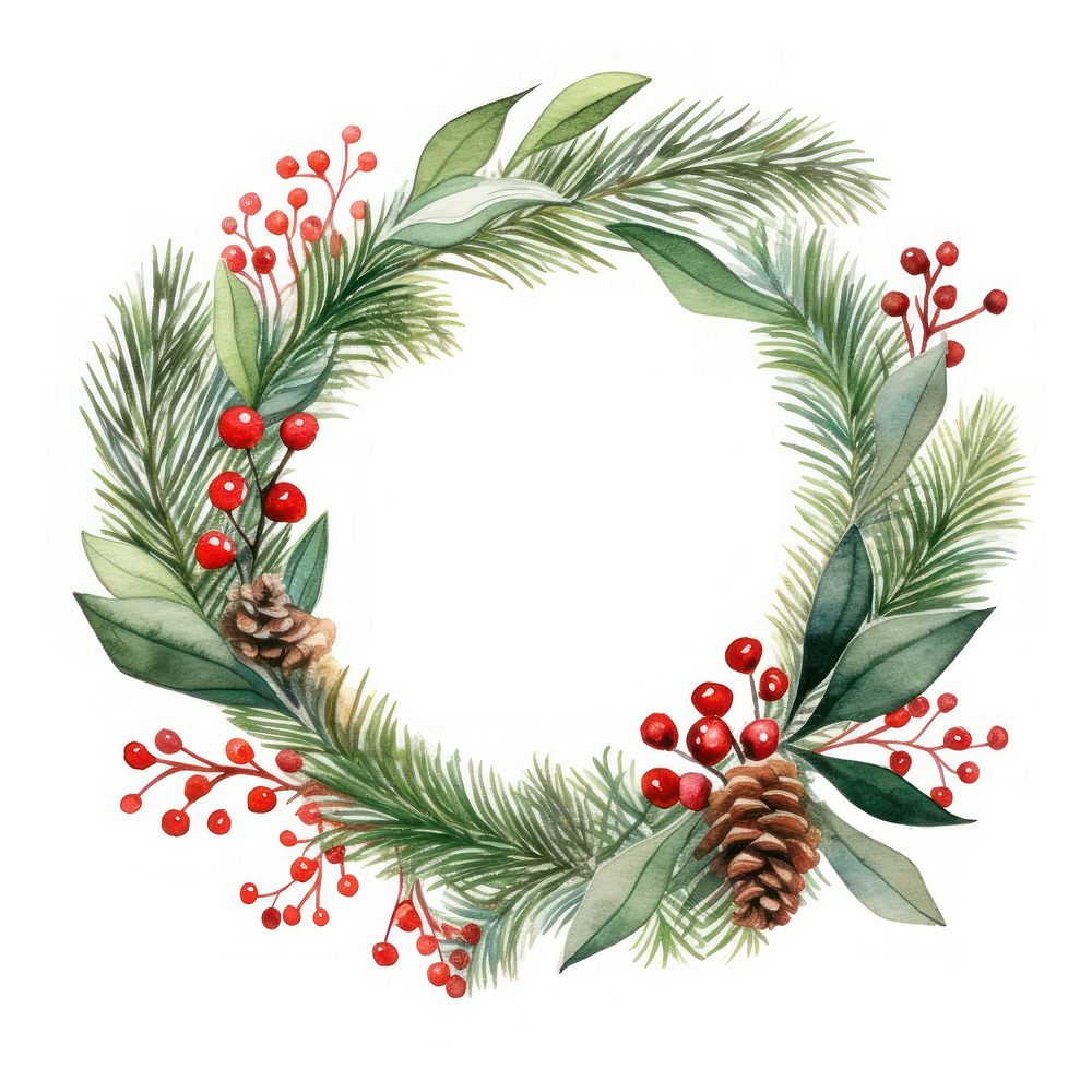 Retro christmas wreath pattern plant tree. AI generated Image by rawpixel.