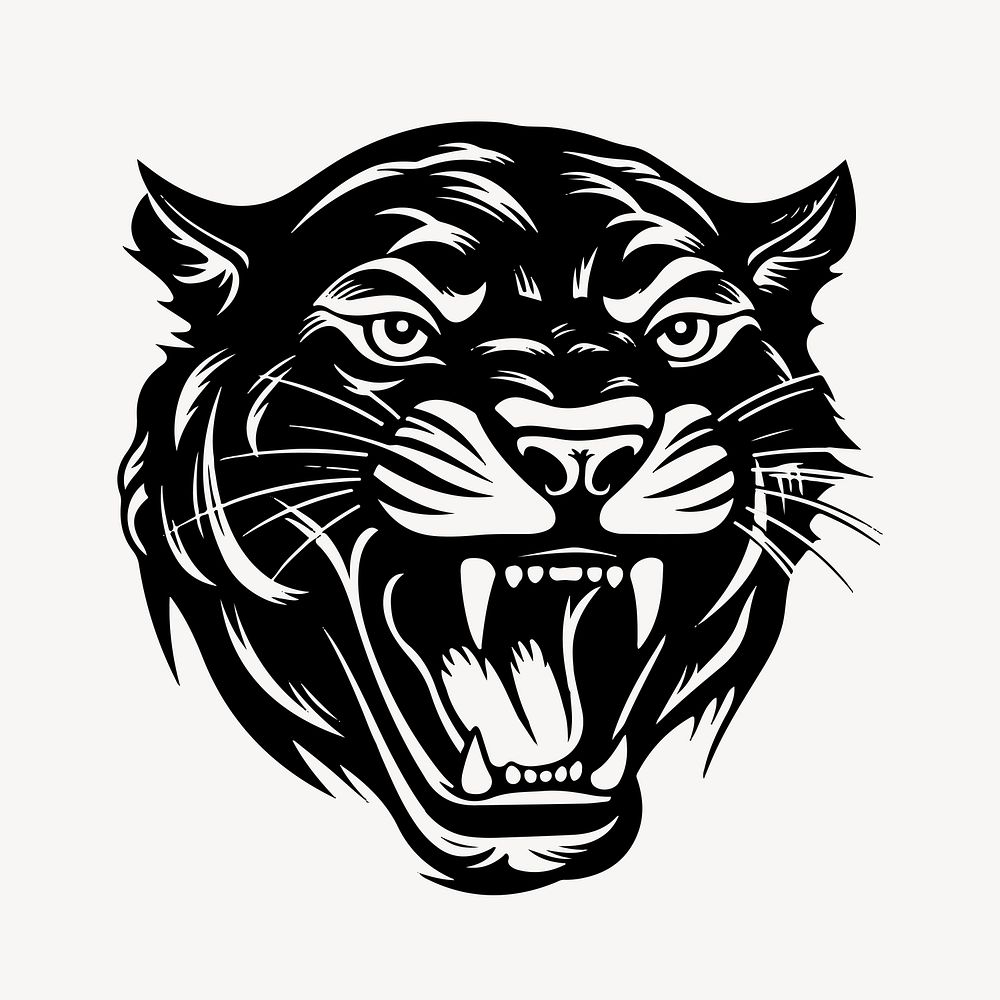 Panther flat old school illustration vector. AI generated Image by rawpixel.