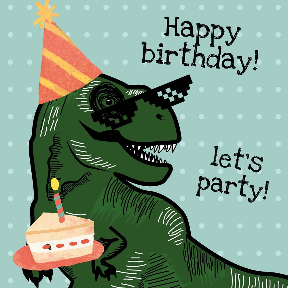 Dinosaur birthday, cute design Instagram post template