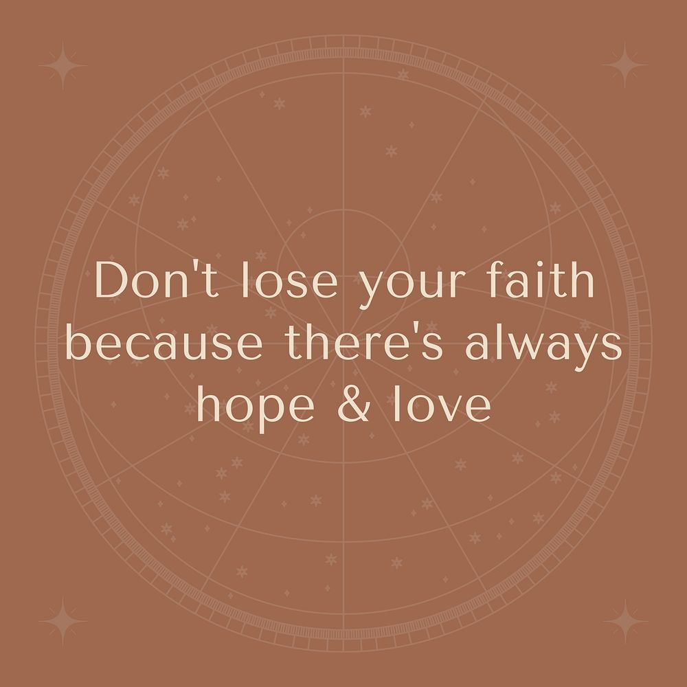 Hope and love quote Instagram post template