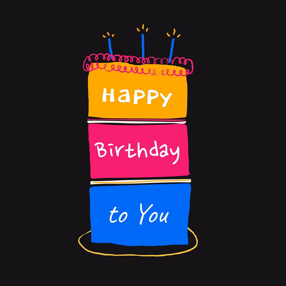 Birthday cake, cute doodle Instagram post template
