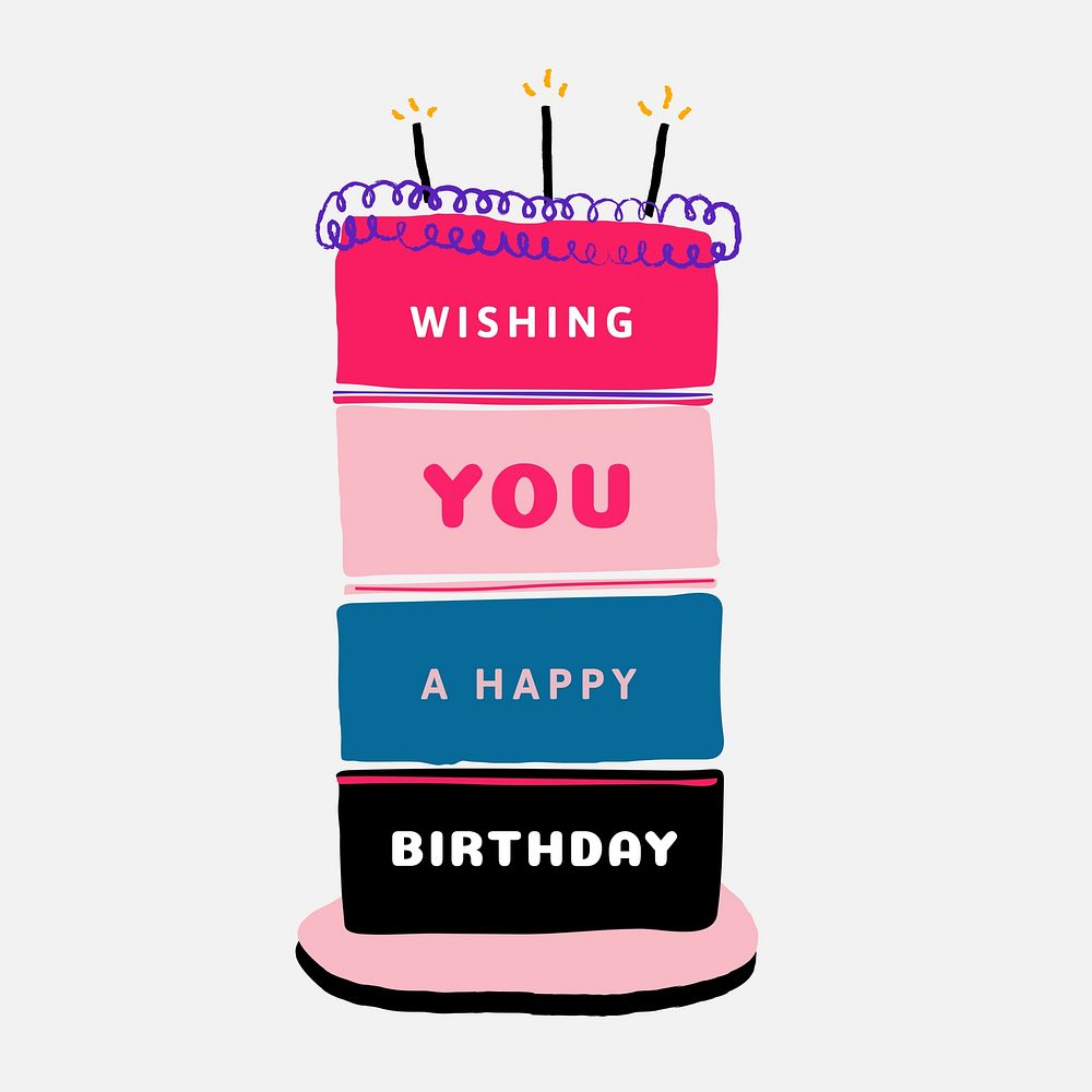 Birthday cake, cute doodle Instagram post template