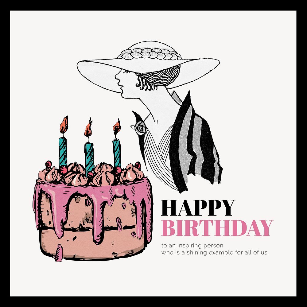 Happy birthday greeting card Instagram post template