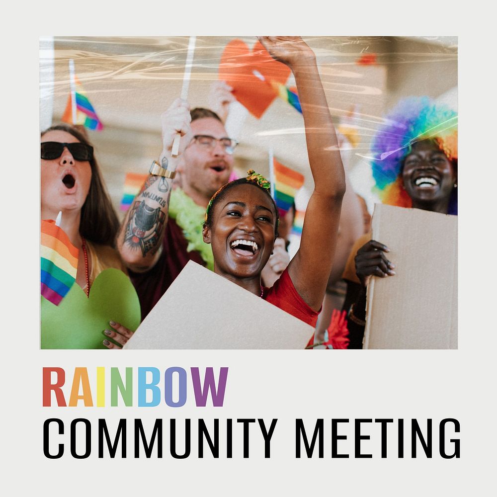 Rainbow community, gay pride celebration Instagram post template