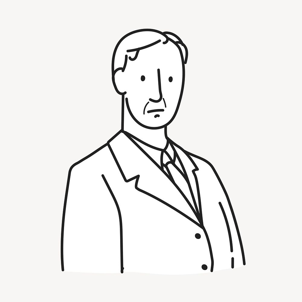 Senior businessman, doodle illustration vector