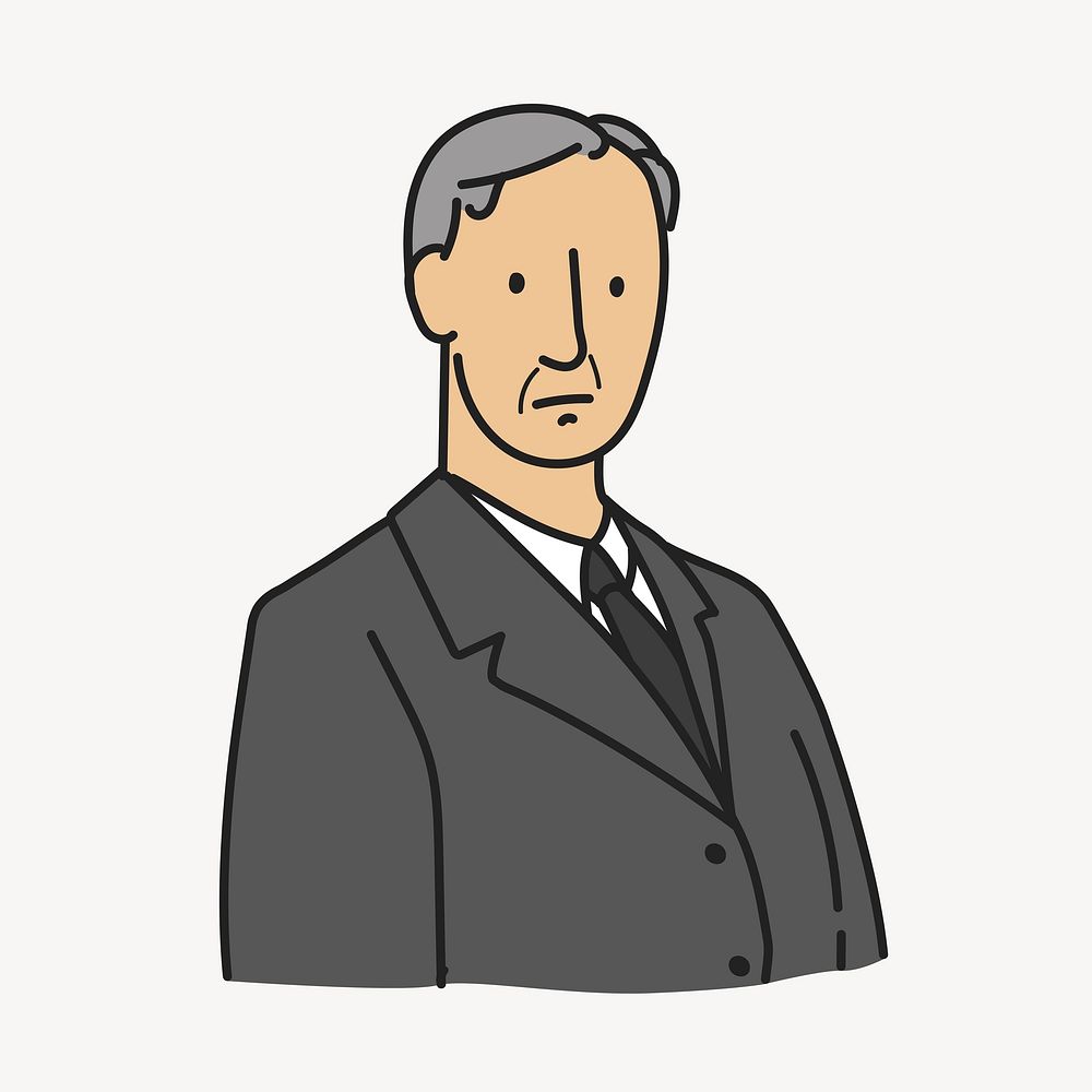 Senior businessman, doodle illustration vector