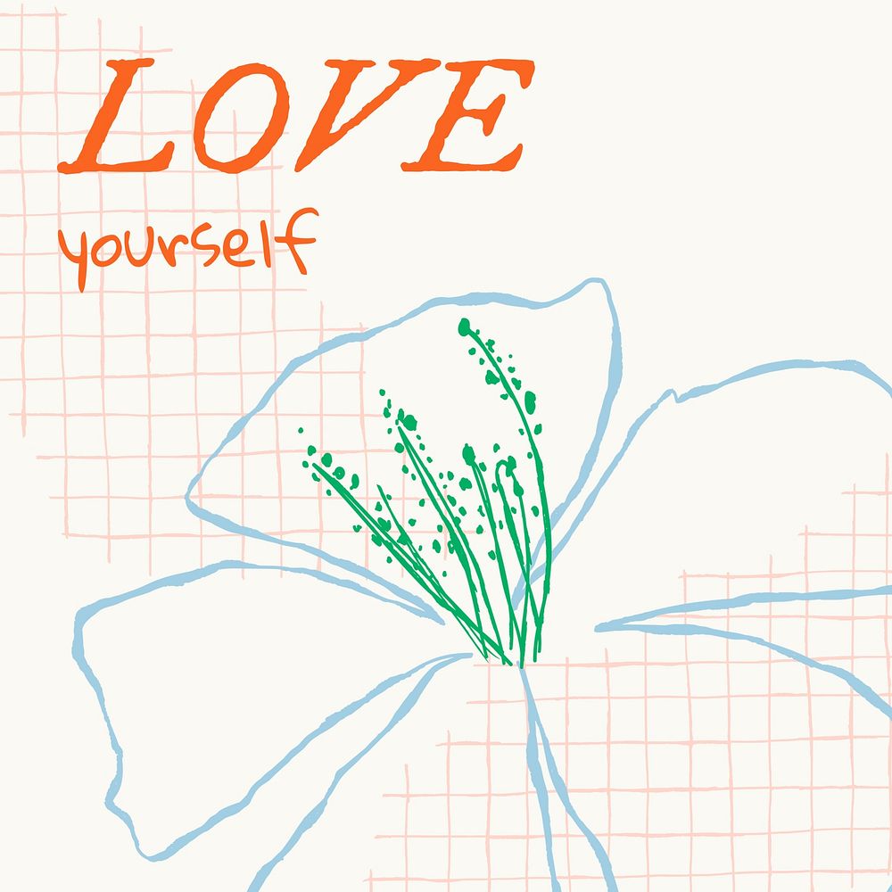 Self-love, summer design Instagram post template