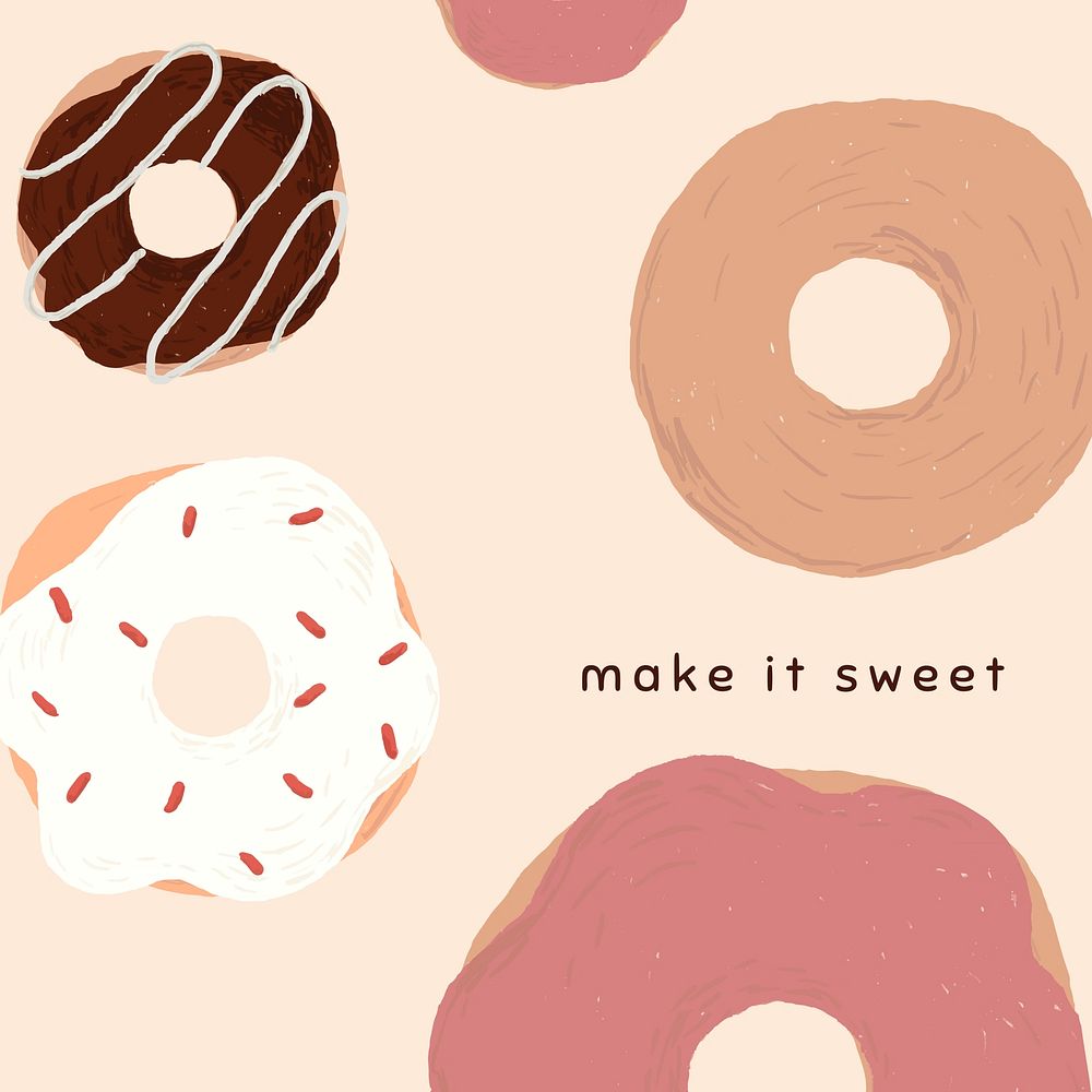 Motivational quote, Donuts design Instagram post template