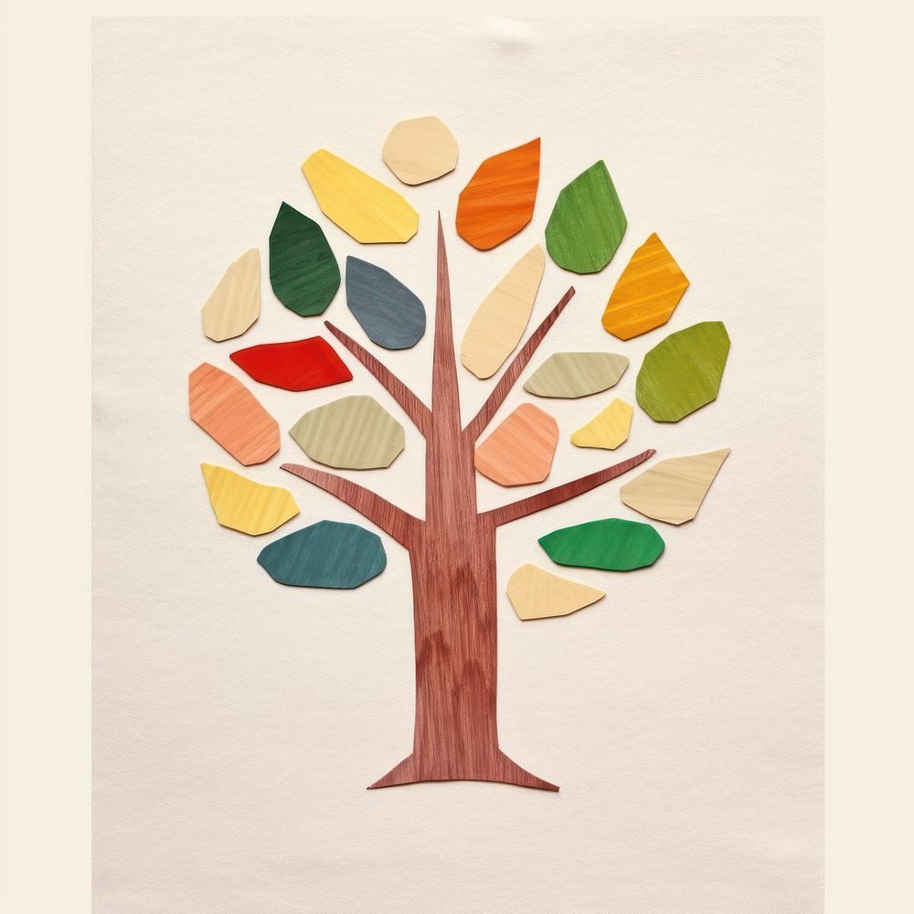 Tree painting plant leaf. AI generated Image by rawpixel.