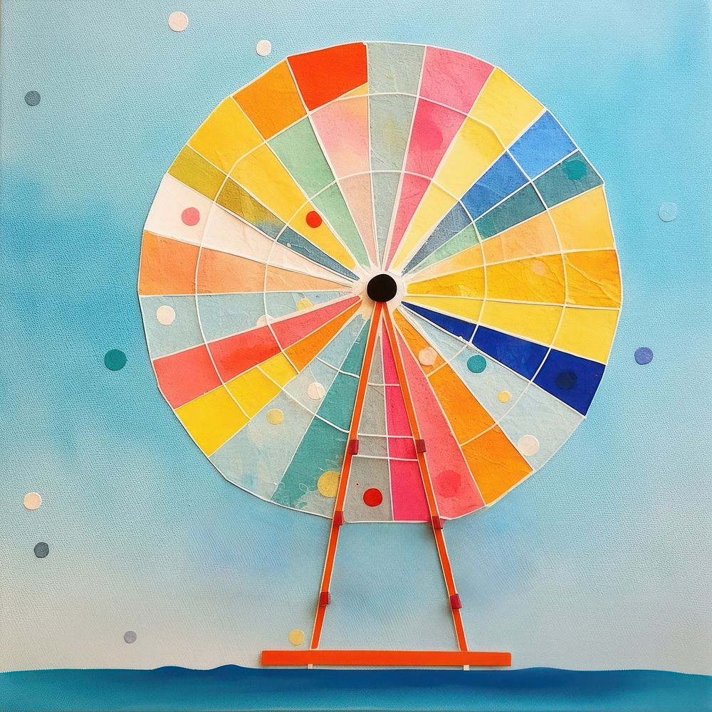 Ferris wheel painting art transportation. AI generated Image by rawpixel.