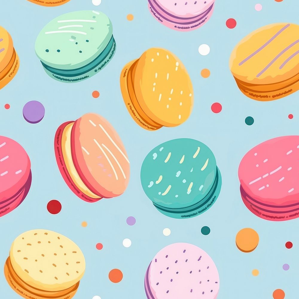 Macaroon pattern backgrounds food. AI generated Image by rawpixel.