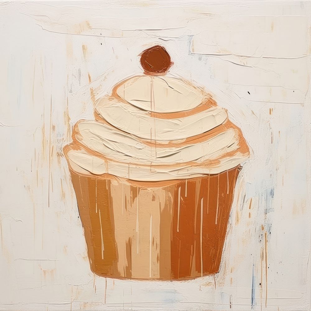 Brown cupcake art painting dessert. AI generated Image by rawpixel.