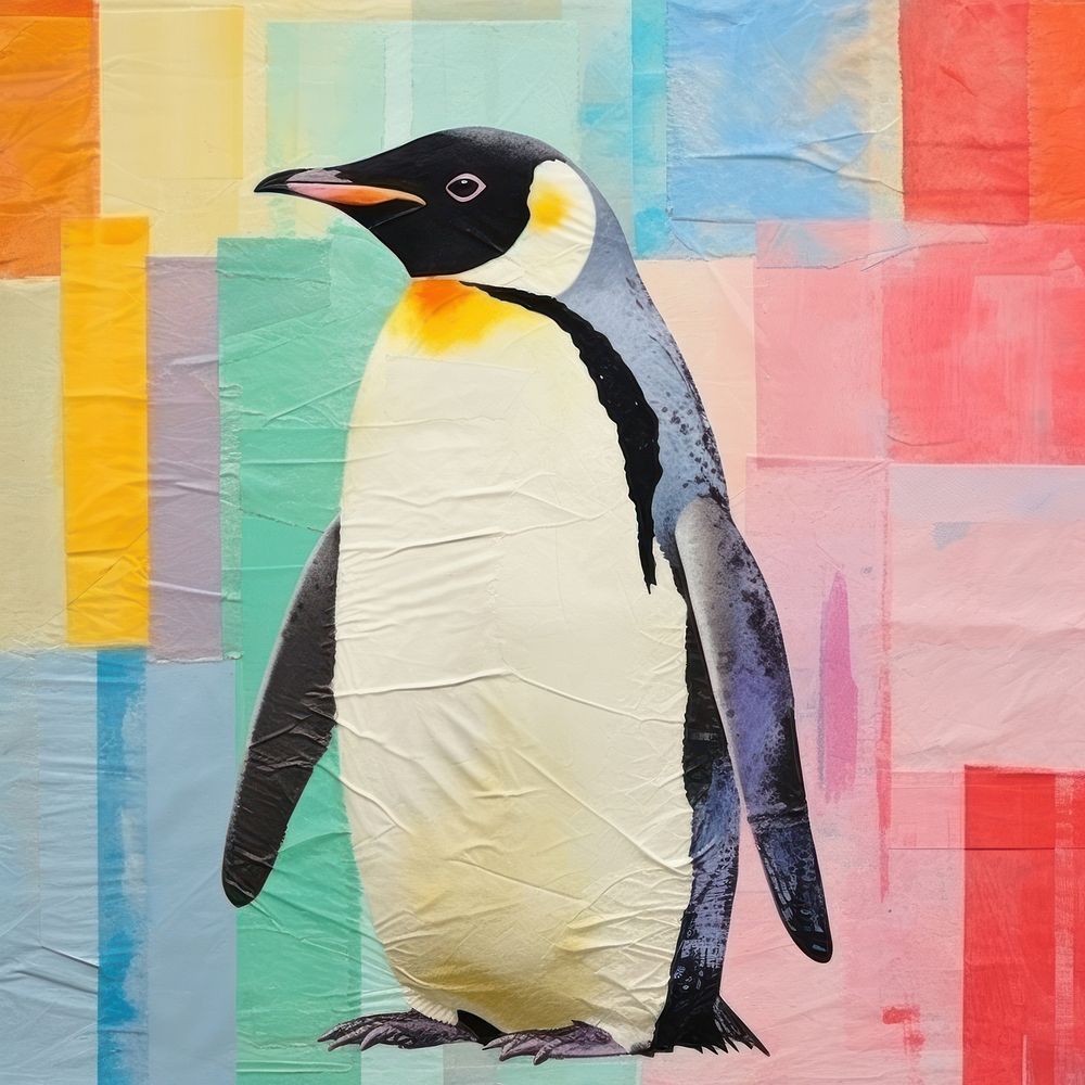 Penguin animal bird art. AI generated Image by rawpixel.
