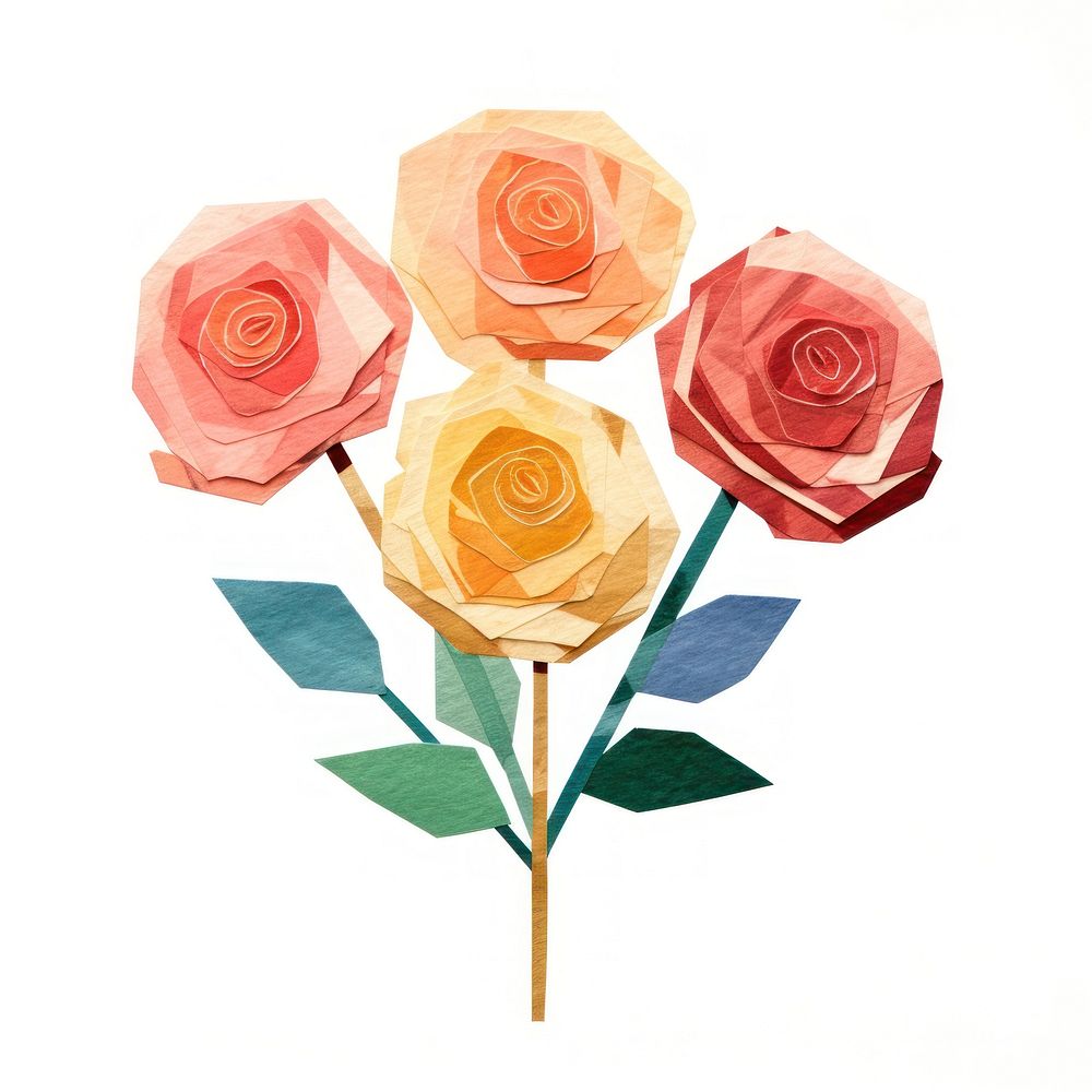 Rose flower bouquet art plant paper. AI generated Image by rawpixel.