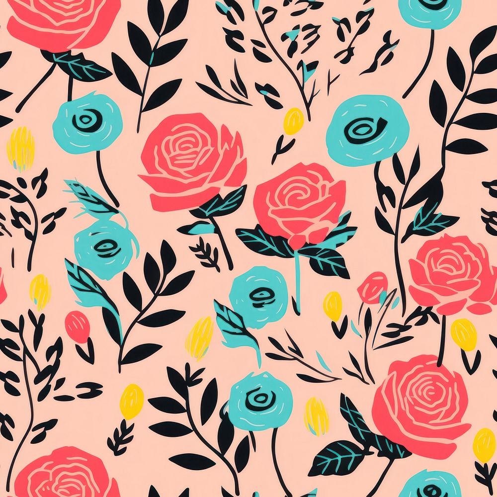 Rose Floral pattern art inflorescence. AI generated Image by rawpixel.